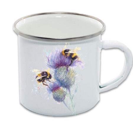 Field and Fur bees on thistle enamel 12oz mug