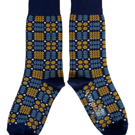 Welsh Tapestry Blanket Pattern Socks in New Moon