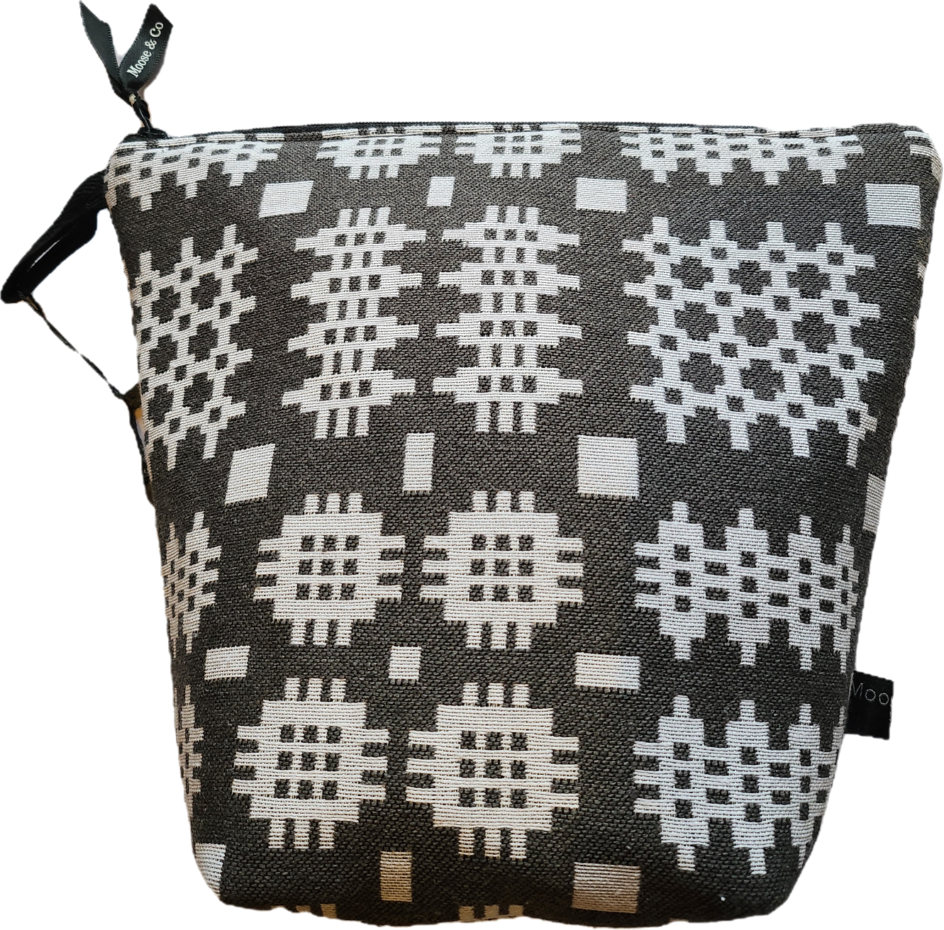Wash Bag in Dark Grey/White