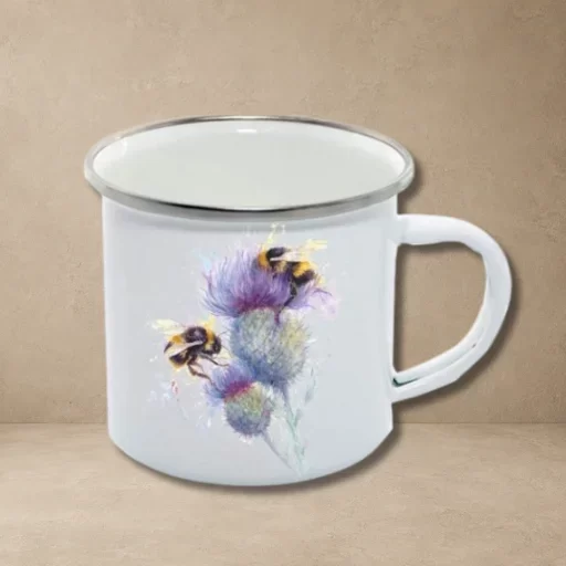 Bees On Thistle Enamel 12oz mug