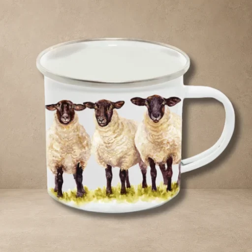 Three Sheep Enamel 12oz mug